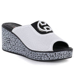 Women's leather wedge sandals, white, S.Barski 7012 S.Barski