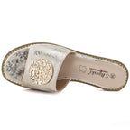Women's gold leather flip-flops S.Barski KV61-6034 S.Barski