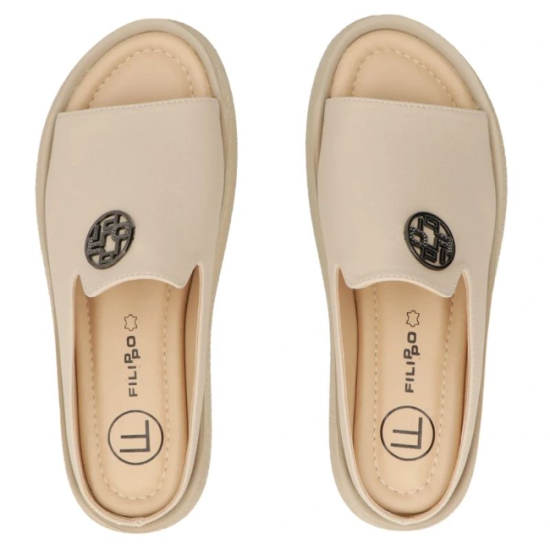 Women's beige leather wedge sandals Filippo DK7758