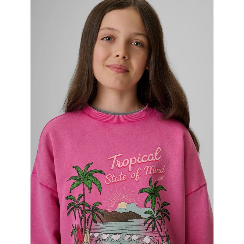 Girls' loose sweatshirt without hood 4F 4FJRSS26TSWSF2970-54S