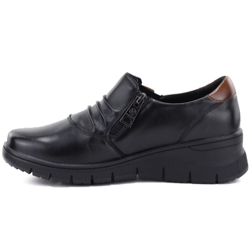 Women's leather wedge shoes, black, Vinceza 133118