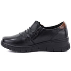 Women's leather wedge shoes, black, Vinceza 133118