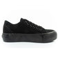 Lee Cooper women's sports shoes fabric platform sneakers black In preparation Your Sports Performance