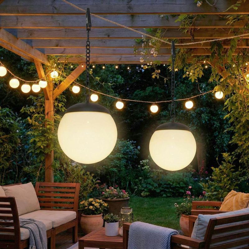 SOLAR LAMP PLASTIC BALL HANGING WITH CLIP 10X30CM SET OF 2 PCS Home and Garden/Lighting Your Sports Performance