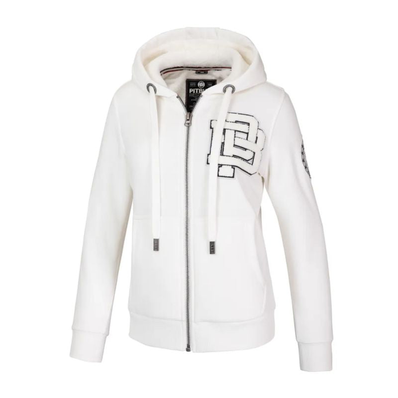 Women's insulated zip-up hooded sweatshirt, white Pit Bull Sherpa Ruffina - 184011000200 Odzież/Odzież na co dzień Your Sports Performance