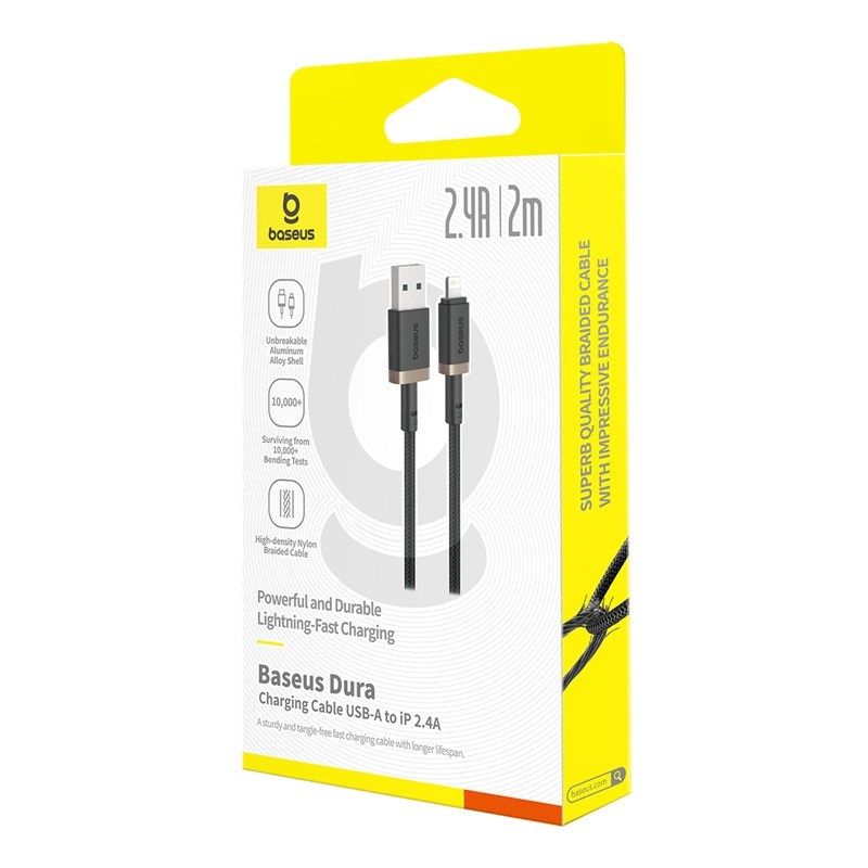 Baseus Dura 2.4A 2m Cable (Black and Gold) In preparation Your Sports Performance
