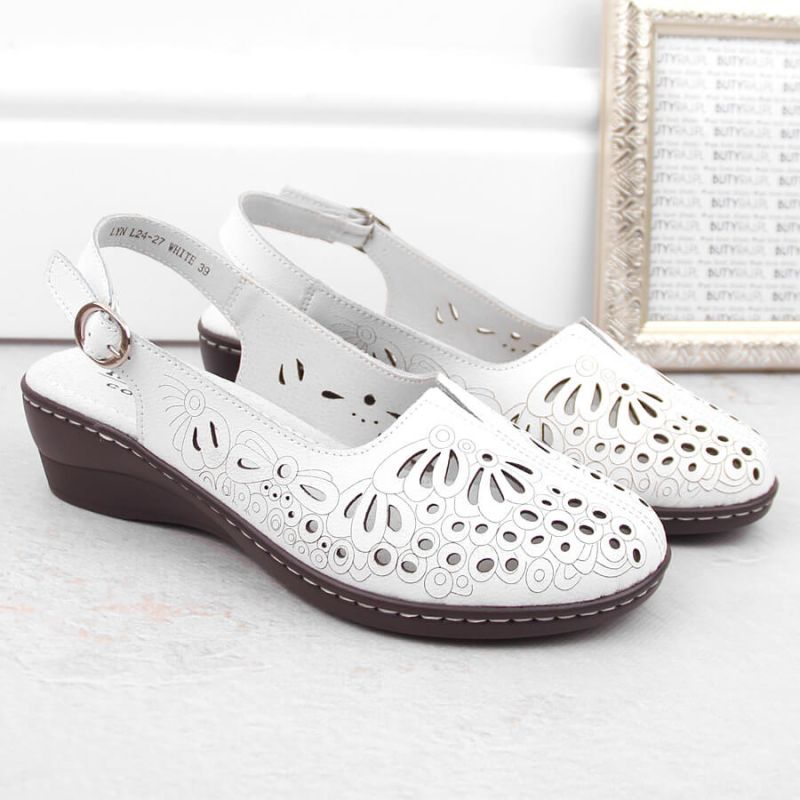 Comfortable women's leather sandals with openwork white T.Sokolski L26-27 T.Sokolski