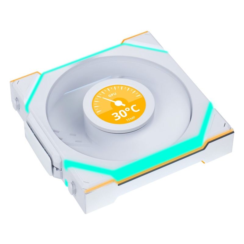Lian Li LULI-100 UNI FAN SL LCD fan, ARGB, PWM, 3x, 120 mm, Wireless control via 2.4GHz controller, white Chłodzenie/Chłodzenie - wentylatory Your Sports Performance