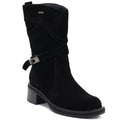 Women's leather ankle boots high on a block, black Big Star UU274608