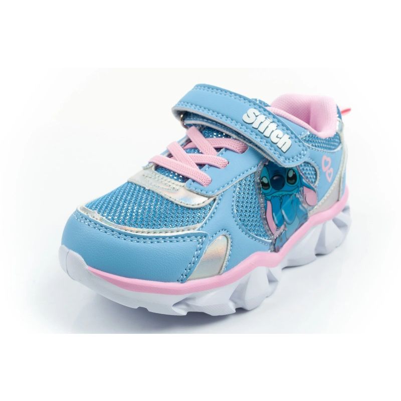 Leomil children's sports shoes sneakers Stitch light with velcro LED blue