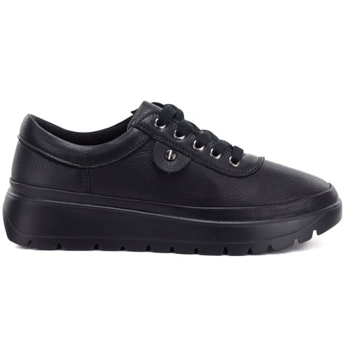 Comfortable black women's leather shoes Vinceza 79367