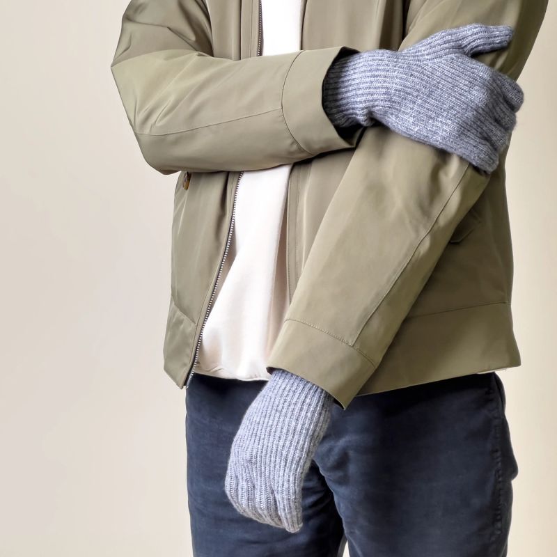 Braided telephone gloves with cut-outs for fingers - gray Hurtel