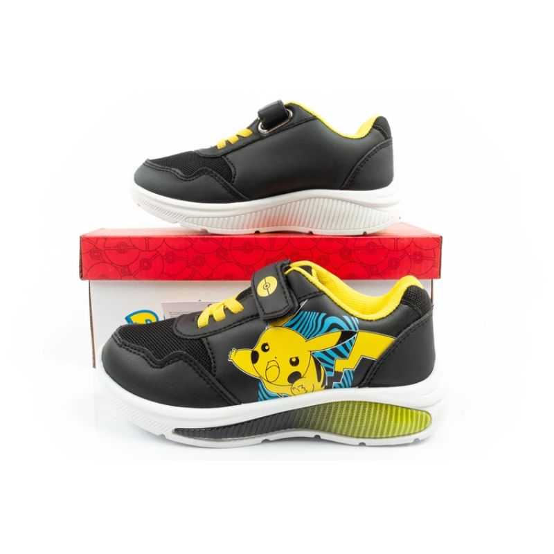 Leomil Pokemon children's sports shoes sneakers lightweight with velcro black yellow Leomil