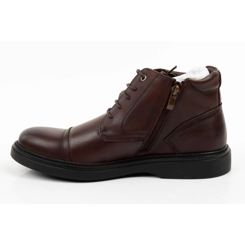 Lee Cooper men's shoes elegant brown leather insulated ankle boots