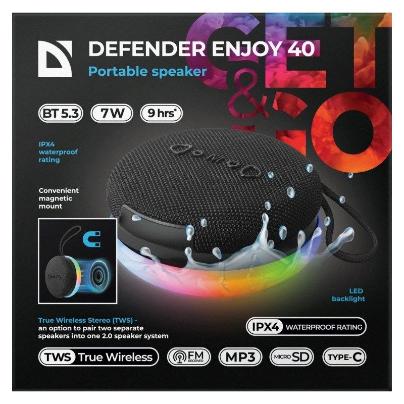DEFENDER ENJOY 40 7W BLUETOOTH 5.3 SPEAKER, LED BACKLIGHT 65141 In preparation Your Sports Performance