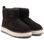 Women's leather ankle boots with platform, brown Big Star UU274693