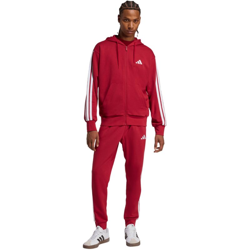 Men's adidas Essential 3-Stripes French Terry Burgundy Pants KR2702
