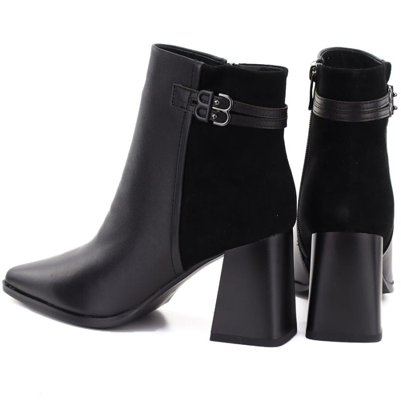Women's black leather high-heeled ankle boots D&A S.Barski CR62-3477