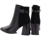 Women's black leather high-heeled ankle boots D&A S.Barski CR62-3477