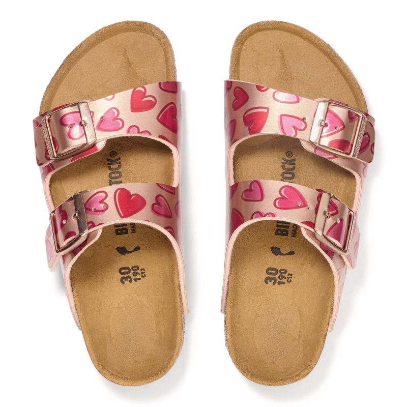Birkenstock ARIZONA KIDS BS 1030434 ELECTRIC METALLIC COPPER HEARTS flip-flops (standard width) Birkenstock