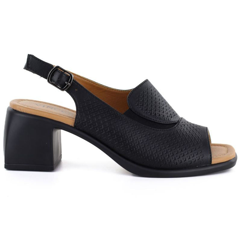Women's black leather high-heeled sandals Vinceza 26-66920 Vinceza