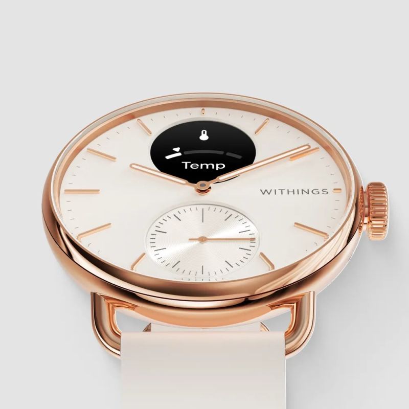 Withings ScanWatch 2 Hybrid Watch - Stainless Steel - Hybrid Smartwatch with Strap - Fluoroelastomer - Wrist Size: 146-211mm - Solid Color - Bluetooth - 34.6g - Sand Akcesoria sportowe i turystyczne/Zegarki sportowe Your Sports Performance