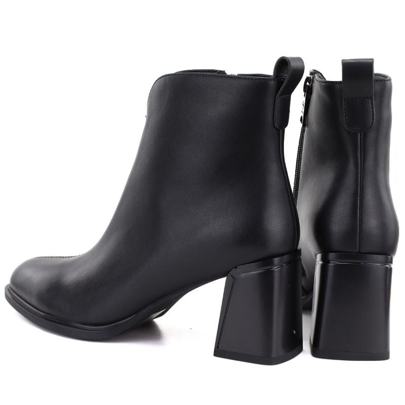 Women's black leather high-heeled ankle boots Vinceza 67057