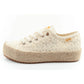 Lee Cooper women's lace sneakers beige platform