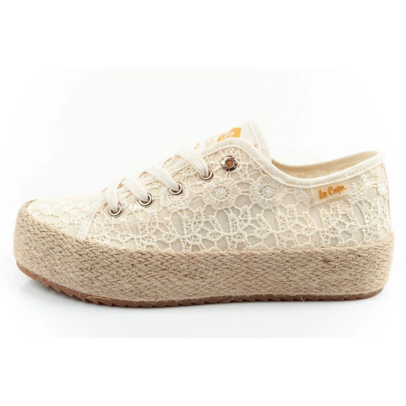 Lee Cooper women's lace sneakers beige platform