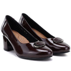 Burgundy patent leather pumps on a block heel Potocki JE19511
