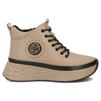 Leather ankle boots on the platform, insulated, beige, Filippo DBT7998
