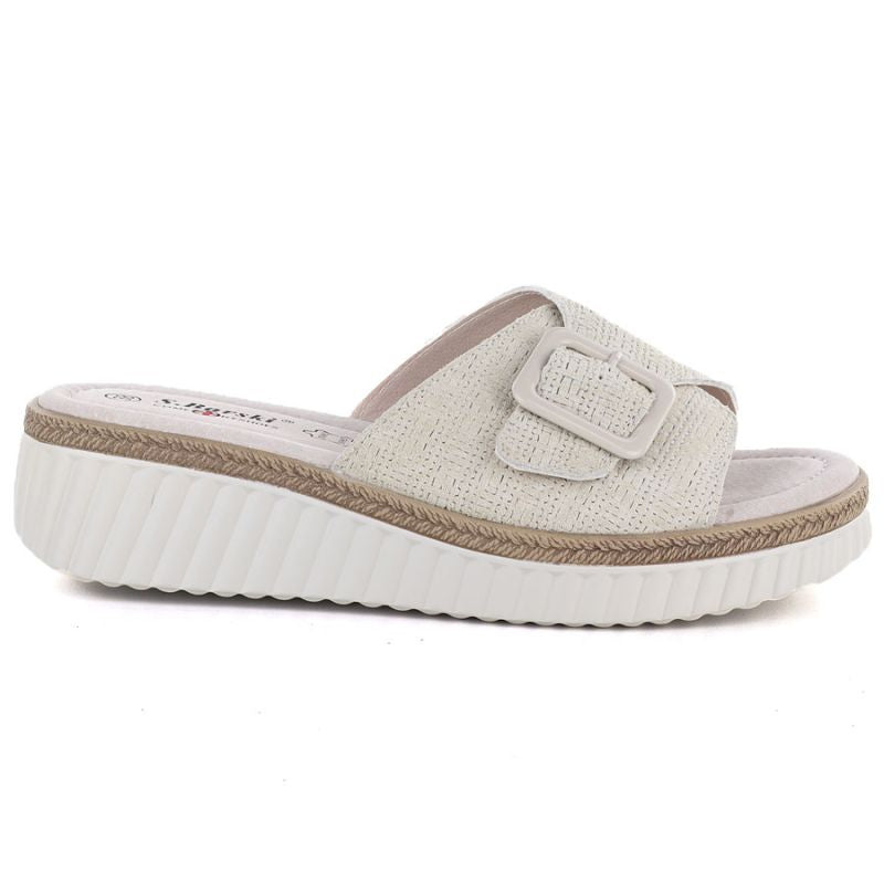Women's beige leather wedge sandals S.Barski 7002 S.Barski