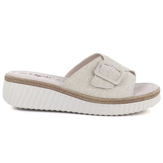 Women's beige leather wedge sandals S.Barski 7002 S.Barski