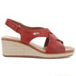 Sergio Leone SK297 Burgundy Women's Leather Wedge Sandals LEONE