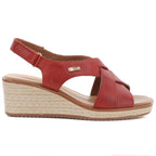 Sergio Leone SK297 Burgundy Women's Leather Wedge Sandals LEONE