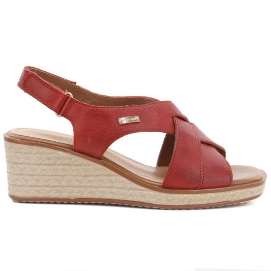 Sergio Leone SK297 Burgundy Women's Leather Wedge Sandals LEONE