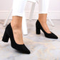 Sergio Leone W SK316A Suede Pumps on the Block Heel in Black