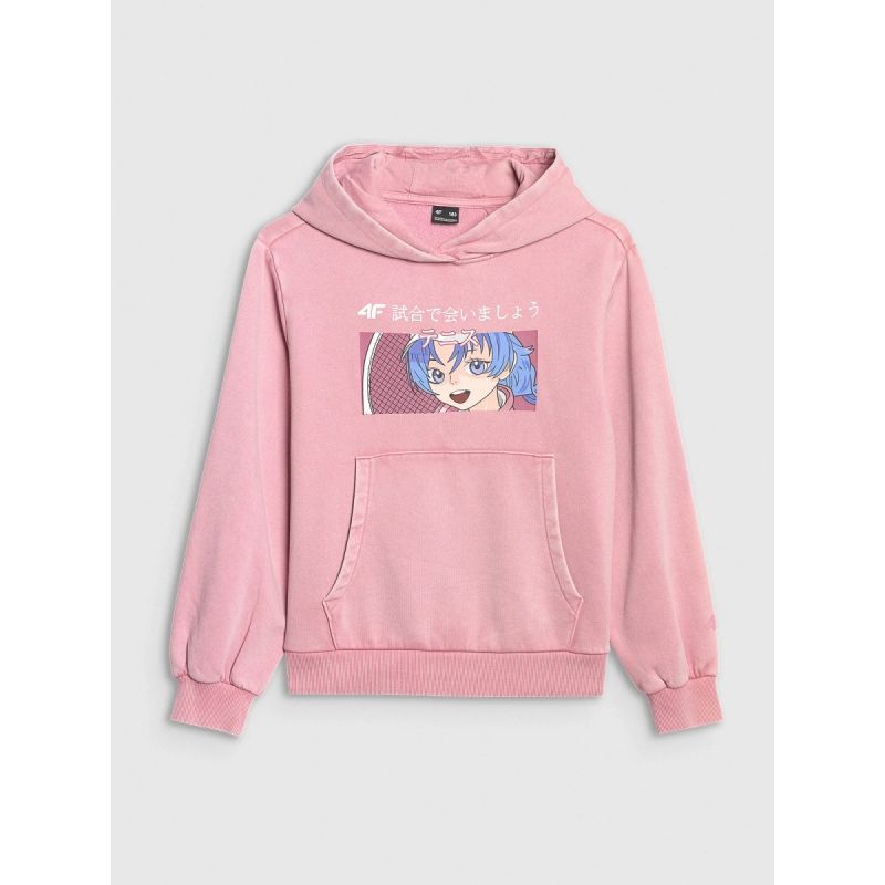 Girls' sweatshirt with hood, open, 4F 4FJRAW25TSWSF2294-54S *Kategoria tymczasowa Your Sports Performance