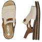 Comfortable women's beige wedge sandals Rieker 62962-60 Rieker