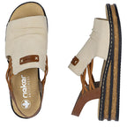 Comfortable women's beige wedge sandals Rieker 62962-60 Rieker