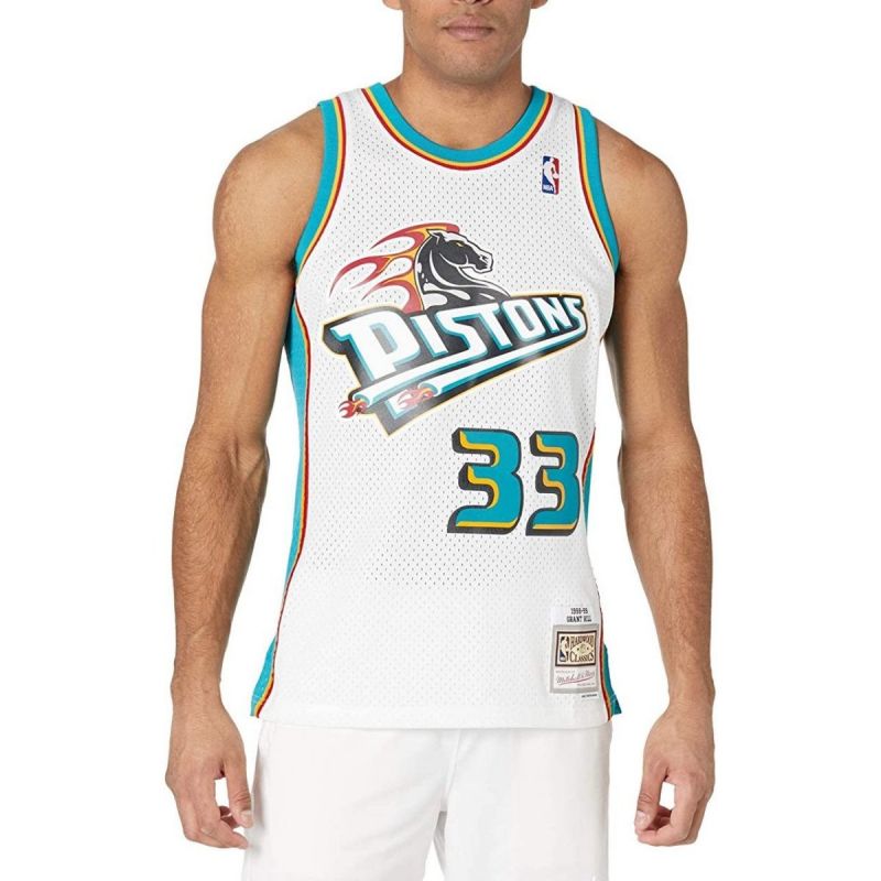 Mitchell & Ness Men's Detroit Pistons NBA Swingman Road Jersey Pistons 98 Grant Hill SMJYCP19211-DPIWHIT98GHI In preparation Your Sports Performance