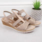 Comfortable wedge sandals Remonte W RKR667, pink gold Footwear/Lifestyle/Rieker Your Sports Performance