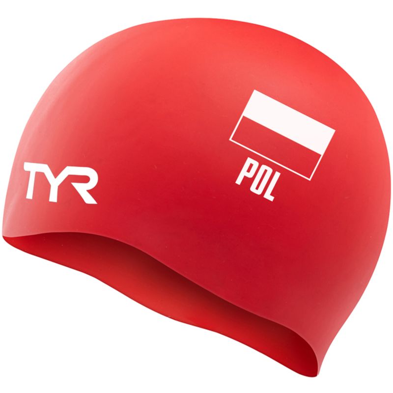 TYR POL red Swimming Cap