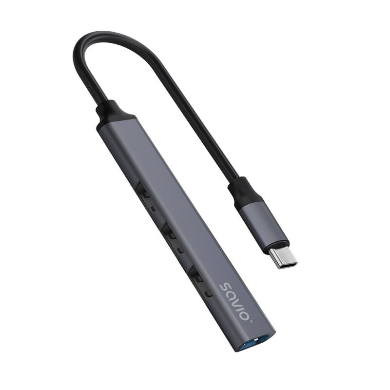 SAVIO HUB USB-C - 3 X USB-A 2.0, 1 X USB-A 3.0, GRAY, AK-71 Kable i adaptery/Adaptery, przejściówki Your Sports Performance