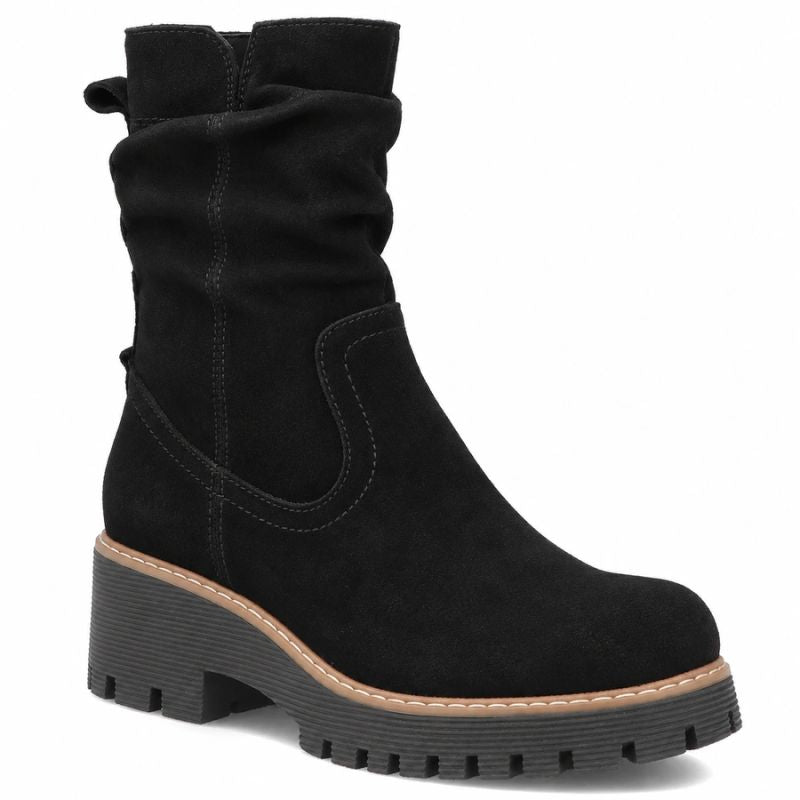 Women's leather ankle boots, ruffled, black, Filippo DBT6402