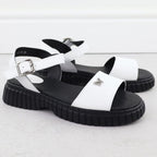 Women's leather sandals with a thick sole and a butterfly, white Filippo DS6811 Footwear Your Sports Performance
