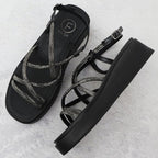 Women's Roman wedge sandals with zircons, black Filippo DS6898 Footwear Your Sports Performance