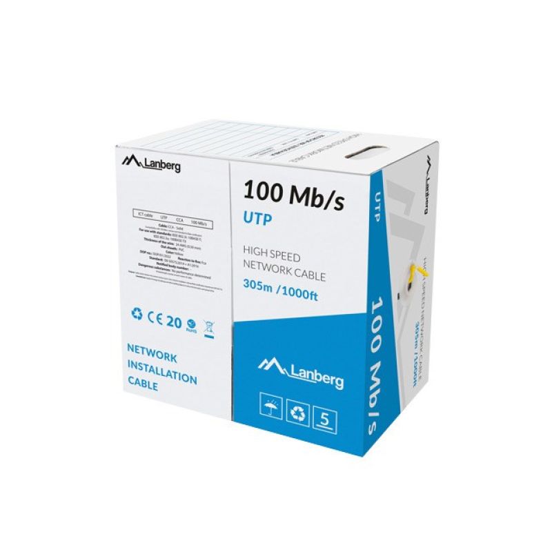 LANBERG UTP LAN CABLE 100MB/S 305M CCA WIRE YELLOW Kable, gniazda i wtyki/Kable sieciowe Your Sports Performance