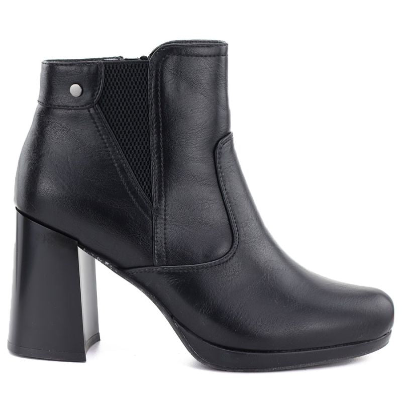 Women's ankle boots with a block heel and platform, insulated, black, M.Daszyński AF125B-1