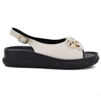 Women's beige leather platform sandals S.Barski 61-6047 S.Barski